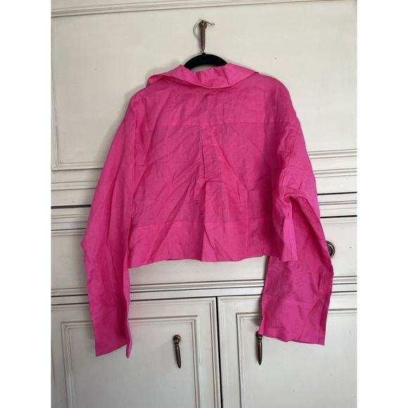 Equipment Beatrix Hot Pink Collared 100% Linen Shirt XL NWT $250 - Picture 10 of 11